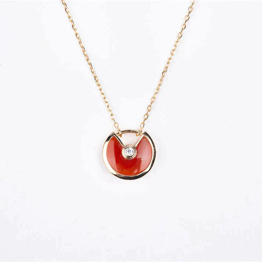 [Kincade Jewelrys] COLLIER AMULETTE EN OR ET CORNALINE ET ONYX