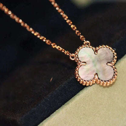 [Kincade Jewelrys]CLOVER 15MM  GRAY MOTHER OF PEARL NECKLACE