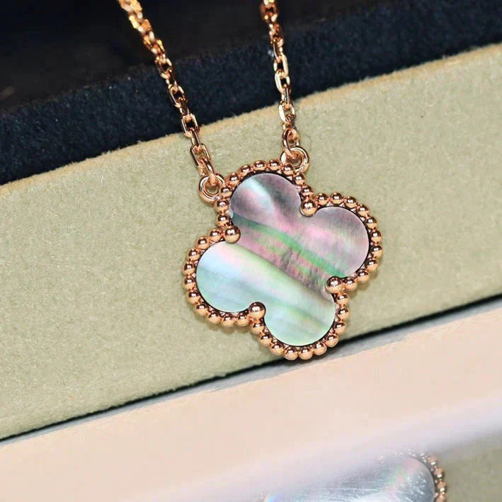 [Kincade Jewelrys]CLOVER 15MM  GRAY MOTHER OF PEARL NECKLACE