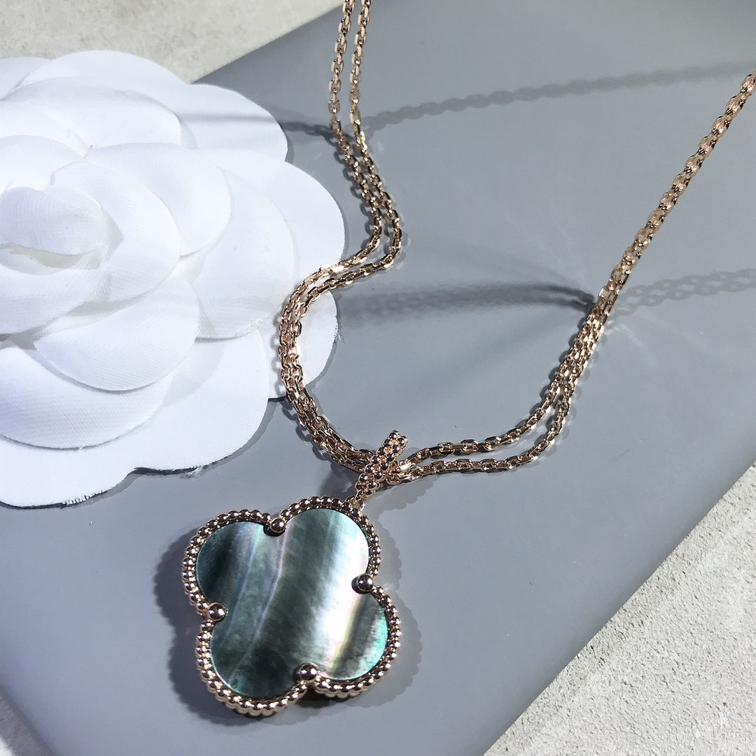 [Kincade Jewelrys]CLOVER 25MM GOLD DARK MOP BIG CLOVER NECKLACE