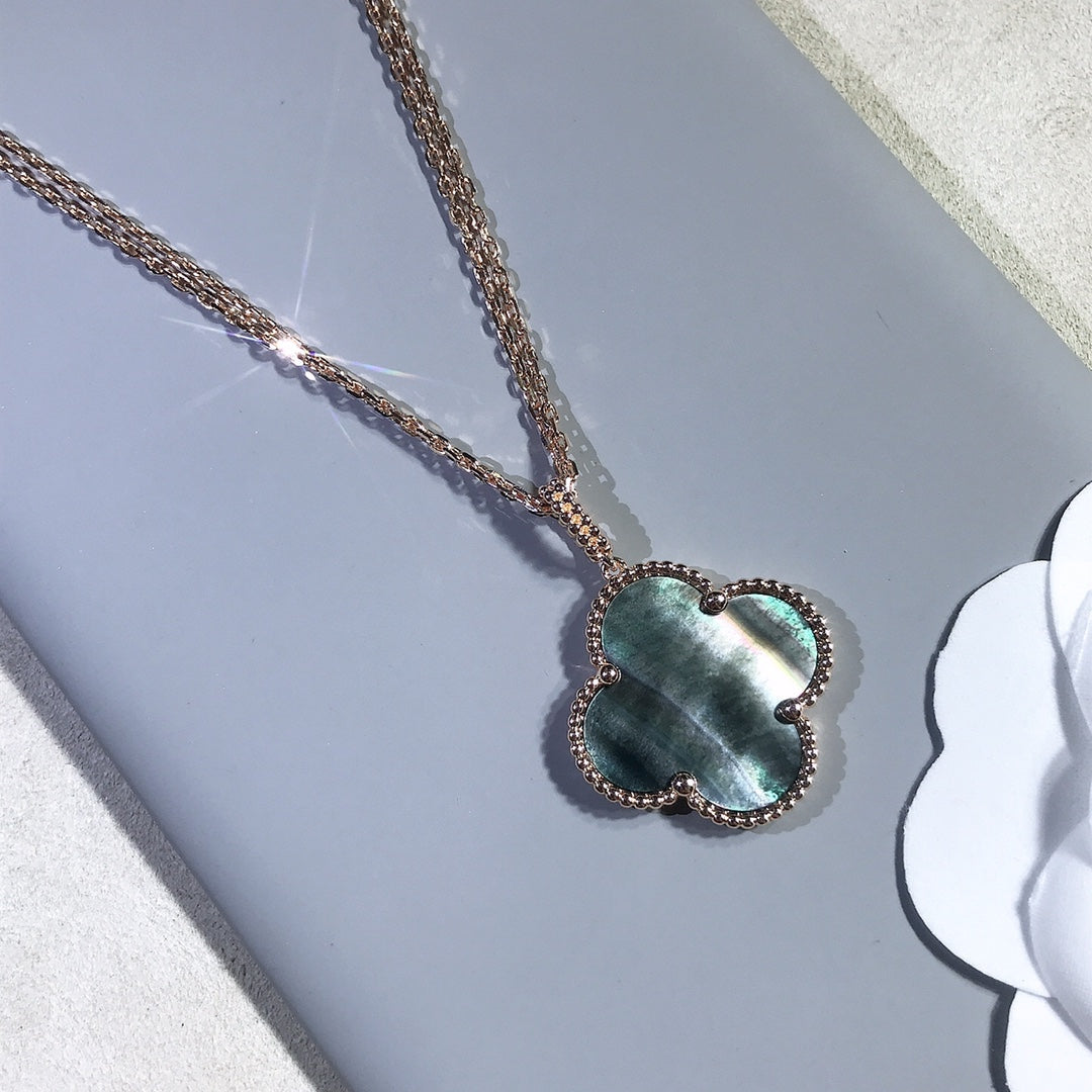 [Kincade Jewelrys]CLOVER 25MM GOLD DARK MOP BIG CLOVER NECKLACE