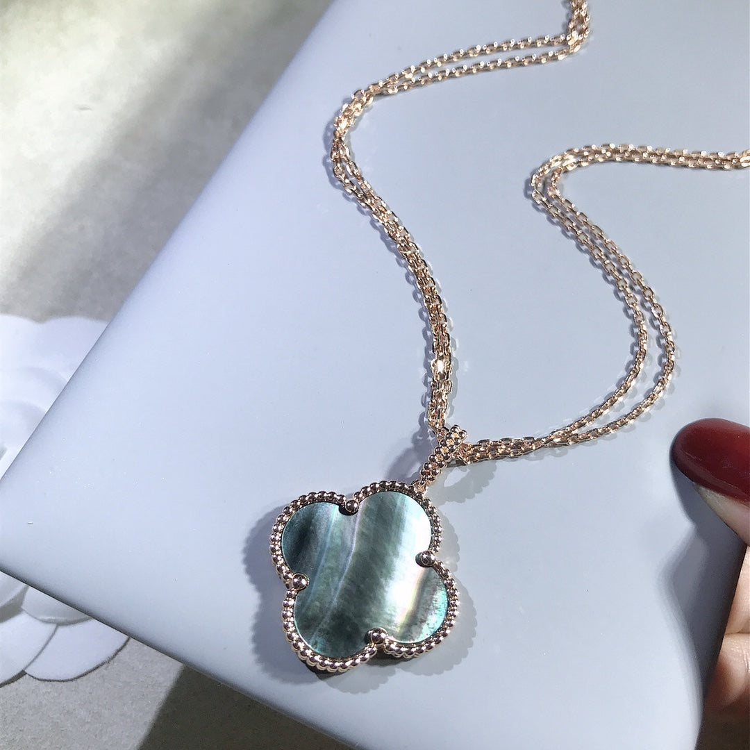[Kincade Jewelrys]CLOVER 25MM GOLD DARK MOP BIG CLOVER NECKLACE