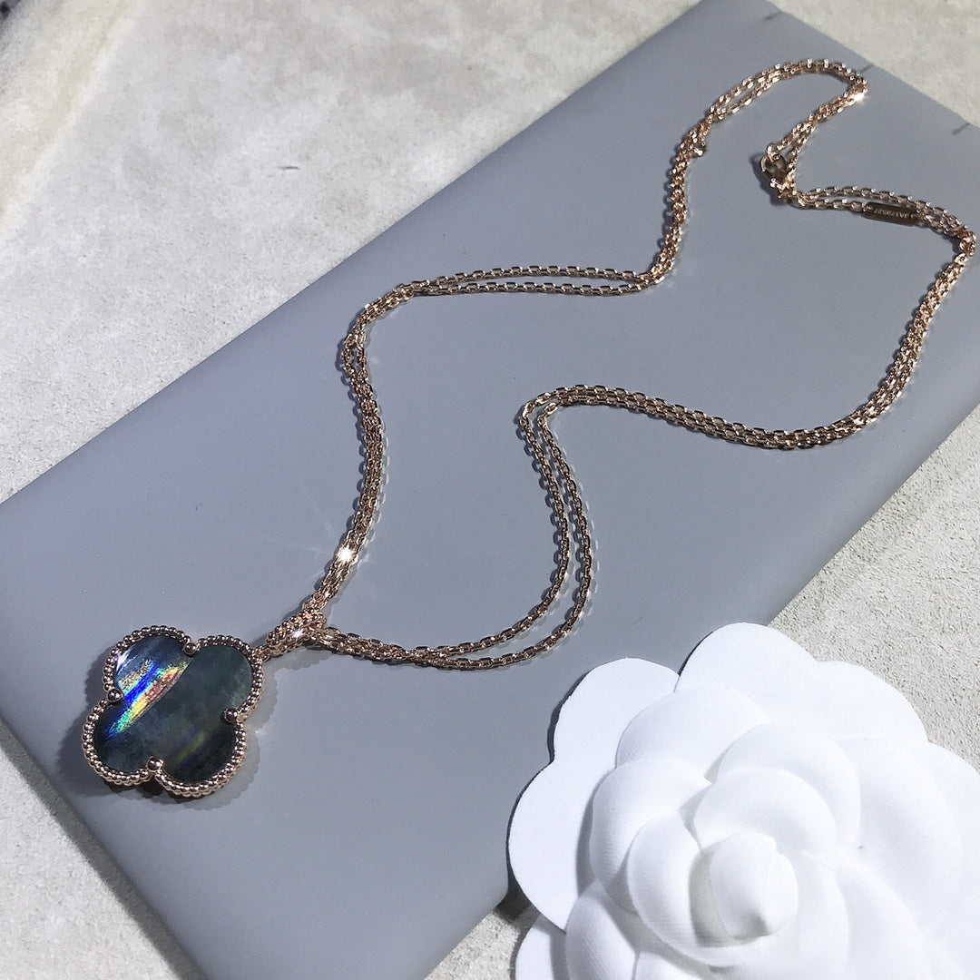 [Kincade Jewelrys]CLOVER 25MM GOLD DARK MOP BIG CLOVER NECKLACE