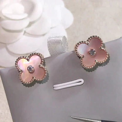 [Kincade Jewelrys]Boucles d'oreilles Clover Medium 1 Motifs Rose Mop Diamant