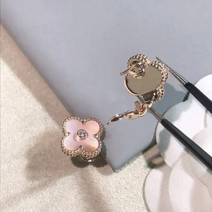 [Kincade Jewelrys]Boucles d'oreilles Clover Medium 1 Motifs Rose Mop Diamant