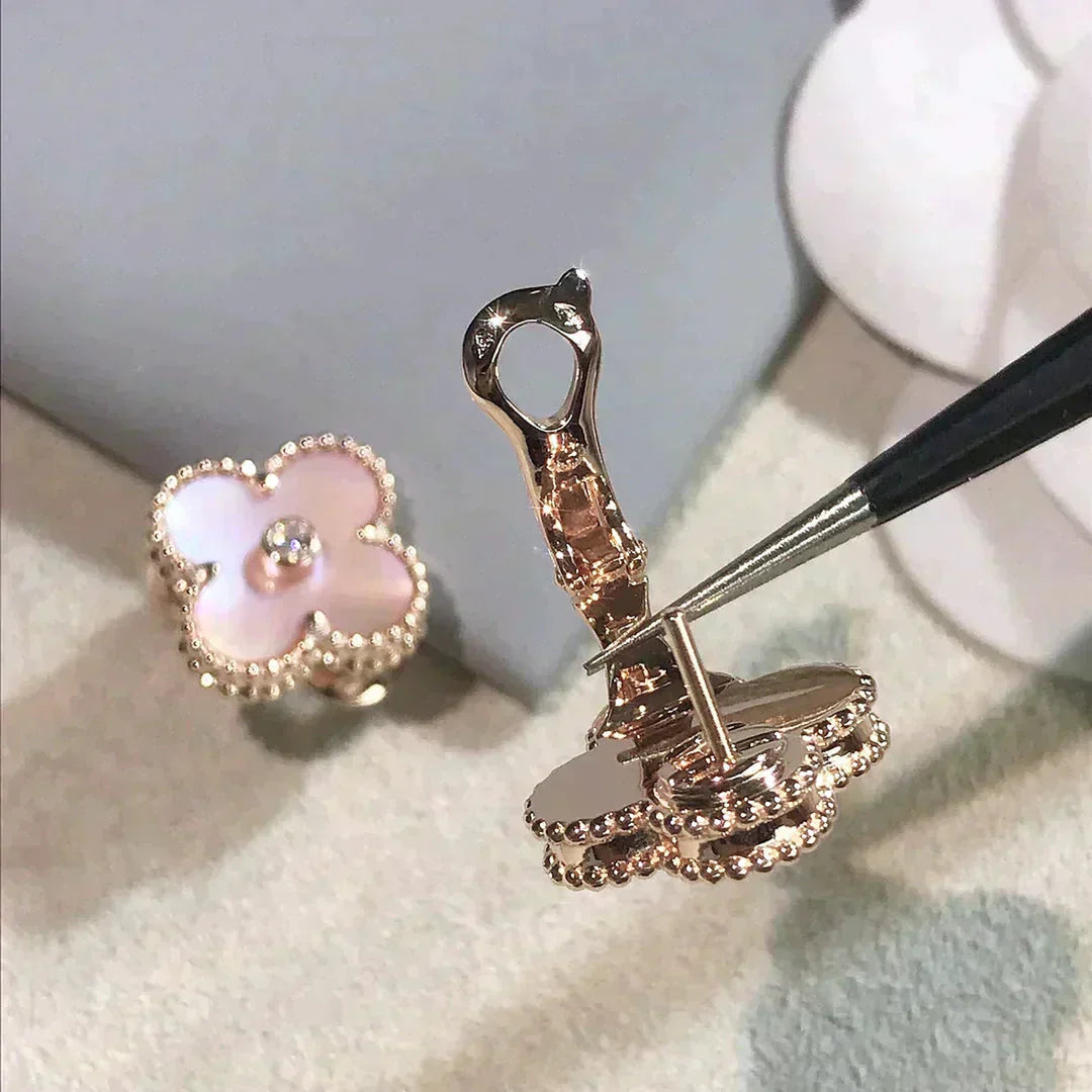 [Kincade Jewelrys]Boucles d'oreilles Clover Medium 1 Motifs Rose Mop Diamant