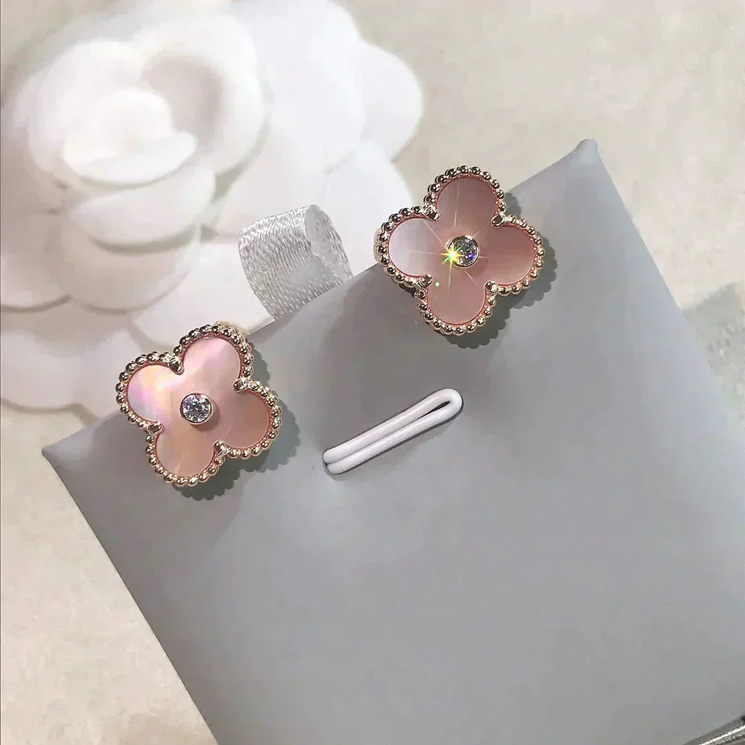 [Kincade Jewelrys]Boucles d'oreilles Clover Medium 1 Motifs Rose Mop Diamant