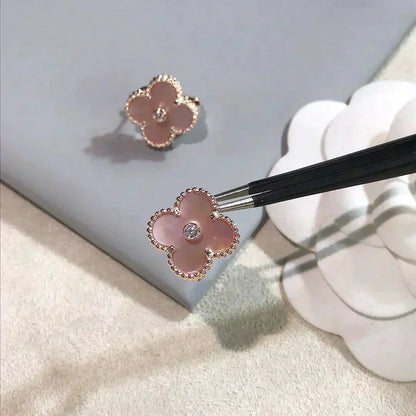 [Kincade Jewelrys]Boucles d'oreilles Clover Medium 1 Motifs Rose Mop Diamant