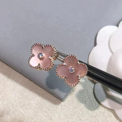 [Kincade Jewelrys]Boucles d'oreilles Clover Medium 1 Motifs Rose Mop Diamant