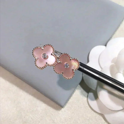 [Kincade Jewelrys]Boucles d'oreilles Clover Medium 1 Motifs Rose Mop Diamant