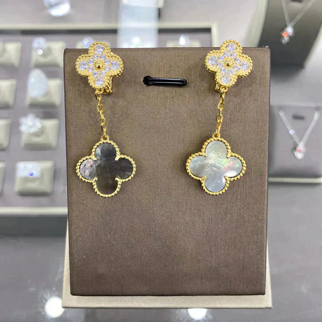 [Kincade Jewelrys] BOUCLES D'OREILLES EN DIAMANT CLOVER 2 MOTIFS (CHOIX MULTIPLES)