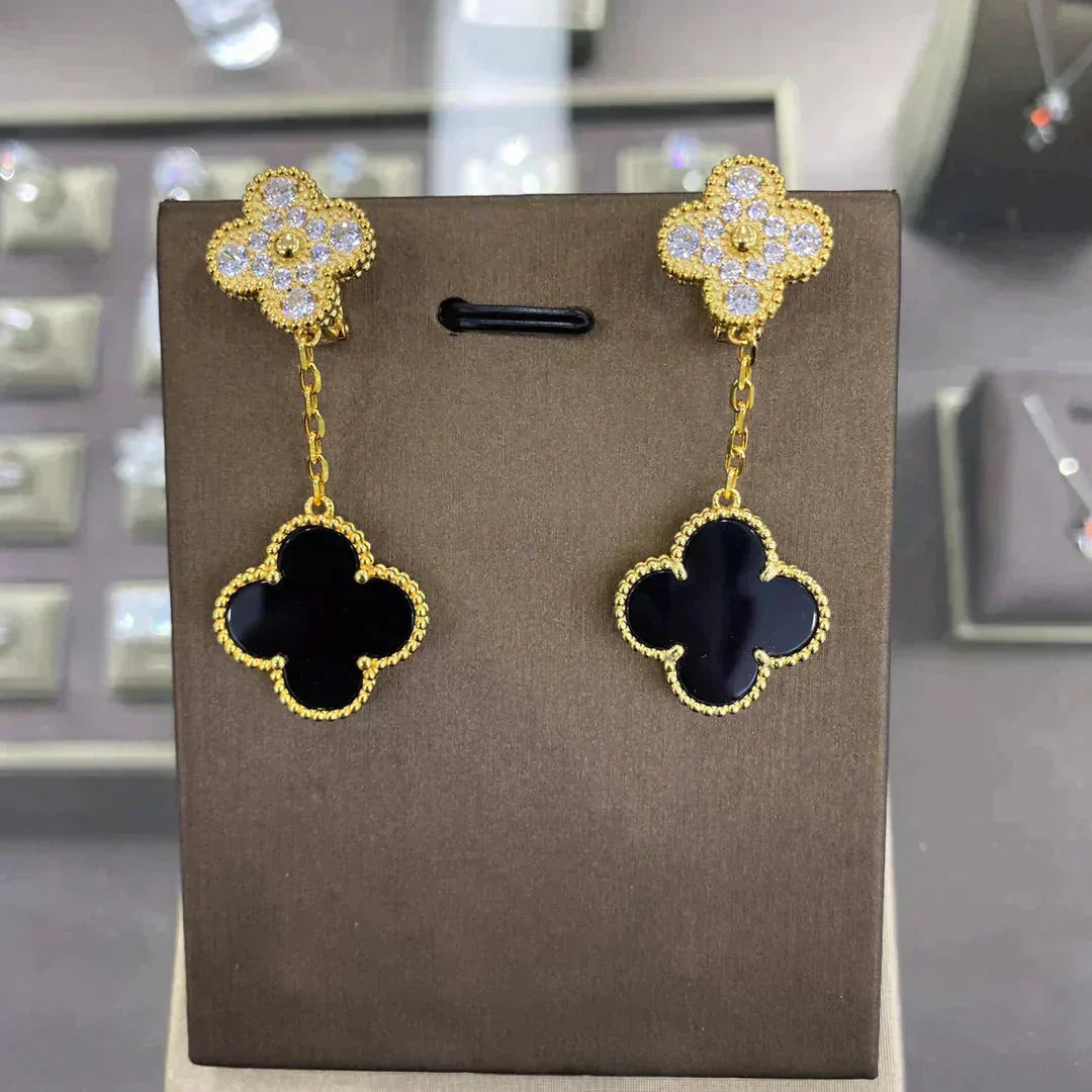 [Kincade Jewelrys] BOUCLES D'OREILLES EN DIAMANT CLOVER 2 MOTIFS (CHOIX MULTIPLES)