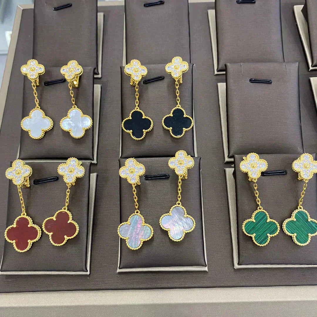 [Kincade Jewelrys] BOUCLES D'OREILLES EN DIAMANT CLOVER 2 MOTIFS (CHOIX MULTIPLES)