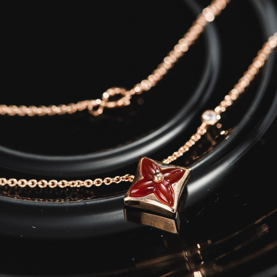 [Kincade Jewelrys]STAR NECKLACE PINK GOLD 1 DIAMOND
