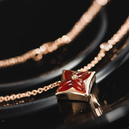 [Kincade Jewelrys]STAR NECKLACE PINK GOLD 1 DIAMOND