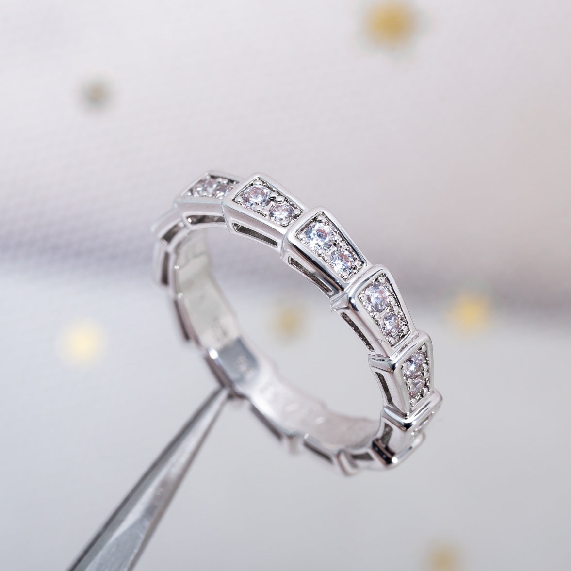 [Kincade Jewelrys]SERPENTI RING SILVER DIAMOND PAVED 3MM