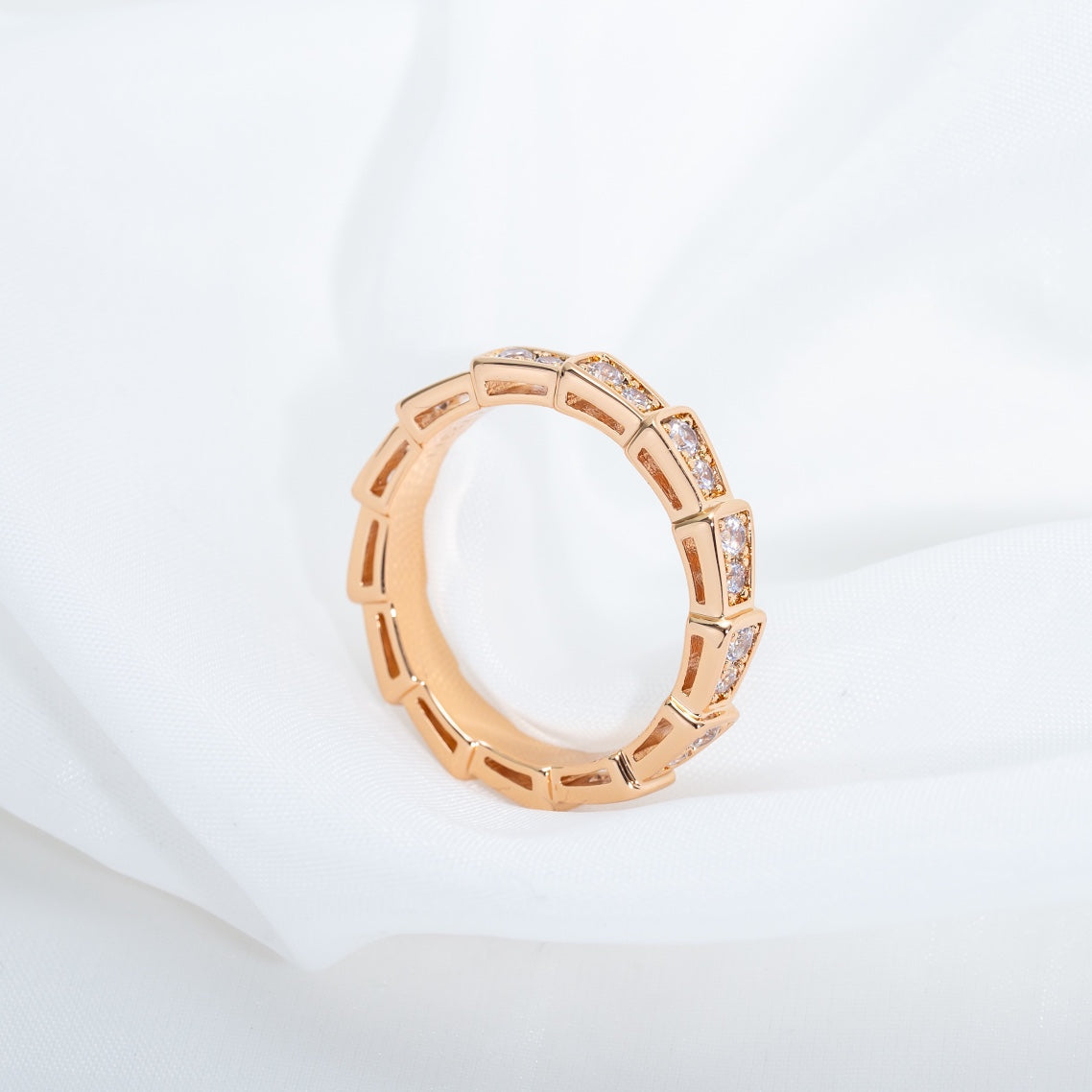 [Kincade Jewelrys] BAGUE SERPENTI OR ROSE PAVÉE DIAMANTS 3MM