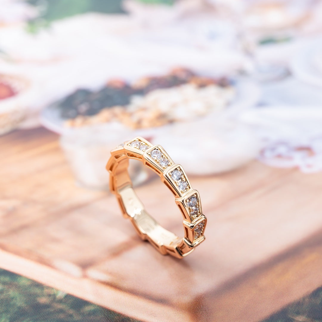 [Kincade Jewelrys] BAGUE SERPENTI OR ROSE PAVÉE DIAMANTS 3MM