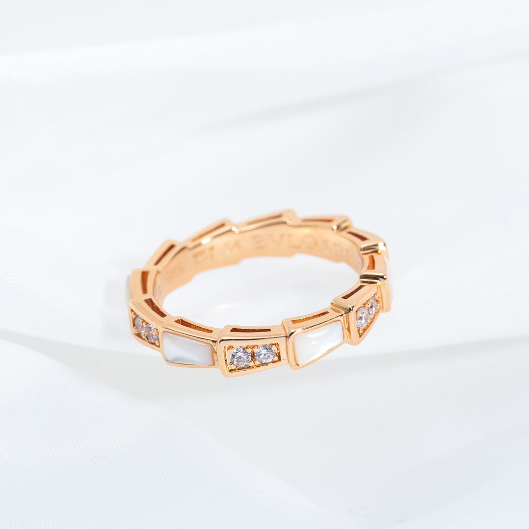 [Kincade Jewelrys] BAGUE SERPENTI OR ROSE DIAMANT NACRE 3MM