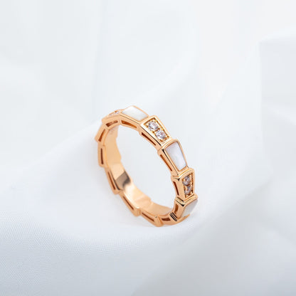 [Kincade Jewelrys] BAGUE SERPENTI OR ROSE DIAMANT NACRE 3MM