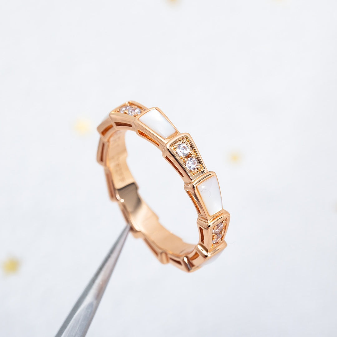 [Kincade Jewelrys] BAGUE SERPENTI OR ROSE DIAMANT NACRE 3MM