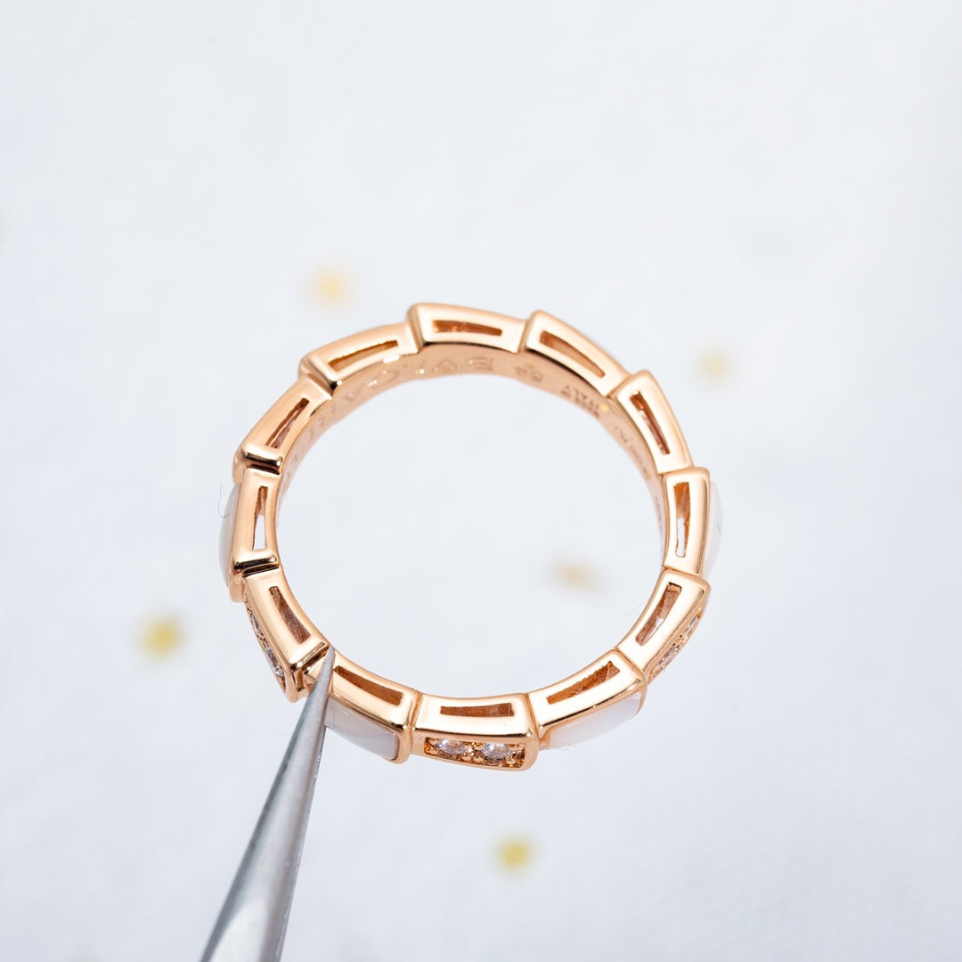 [Kincade Jewelrys] BAGUE SERPENTI OR ROSE DIAMANT NACRE 3MM