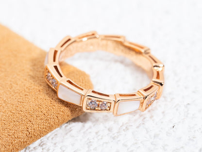 [Kincade Jewelrys] BAGUE SERPENTI OR ROSE DIAMANT NACRE 3MM