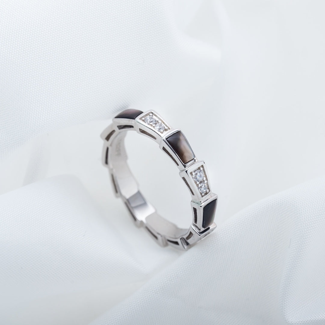 [Kincade Jewelrys]SERPENTI RING SILVER  DIAMOND BLACK MOP 3MM