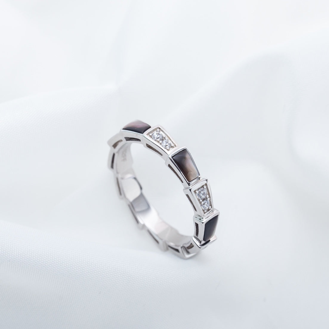 [Kincade Jewelrys]SERPENTI RING SILVER  DIAMOND BLACK MOP 3MM