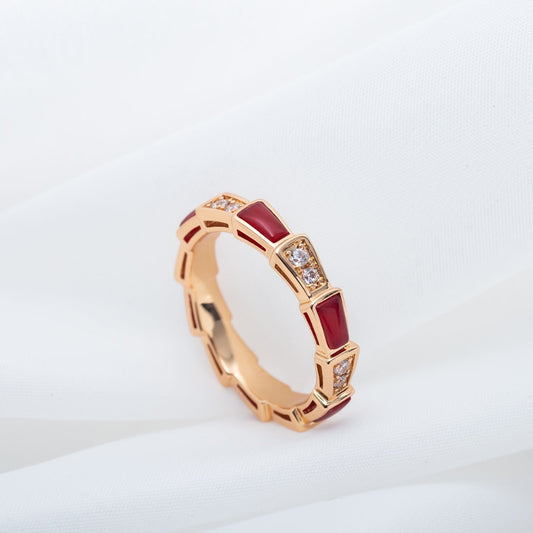 [Kincade Jewelrys] BAGUE SERPENTI OR ROSE CORNALINE DIAMANT 3MM