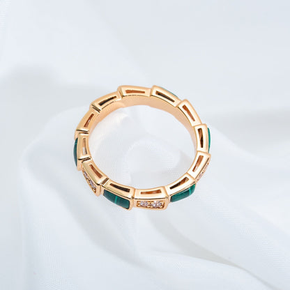 [Kincade Jewelrys] BAGUE SERPENTI OR ROSE MALACHITE DIAMANT 3MM