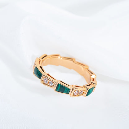 [Kincade Jewelrys] BAGUE SERPENTI OR ROSE MALACHITE DIAMANT 3MM