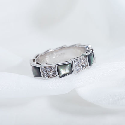 [Kincade Jewelrys]SERPENTI RING SILVER DIAMOND BLACK MOP 4MM