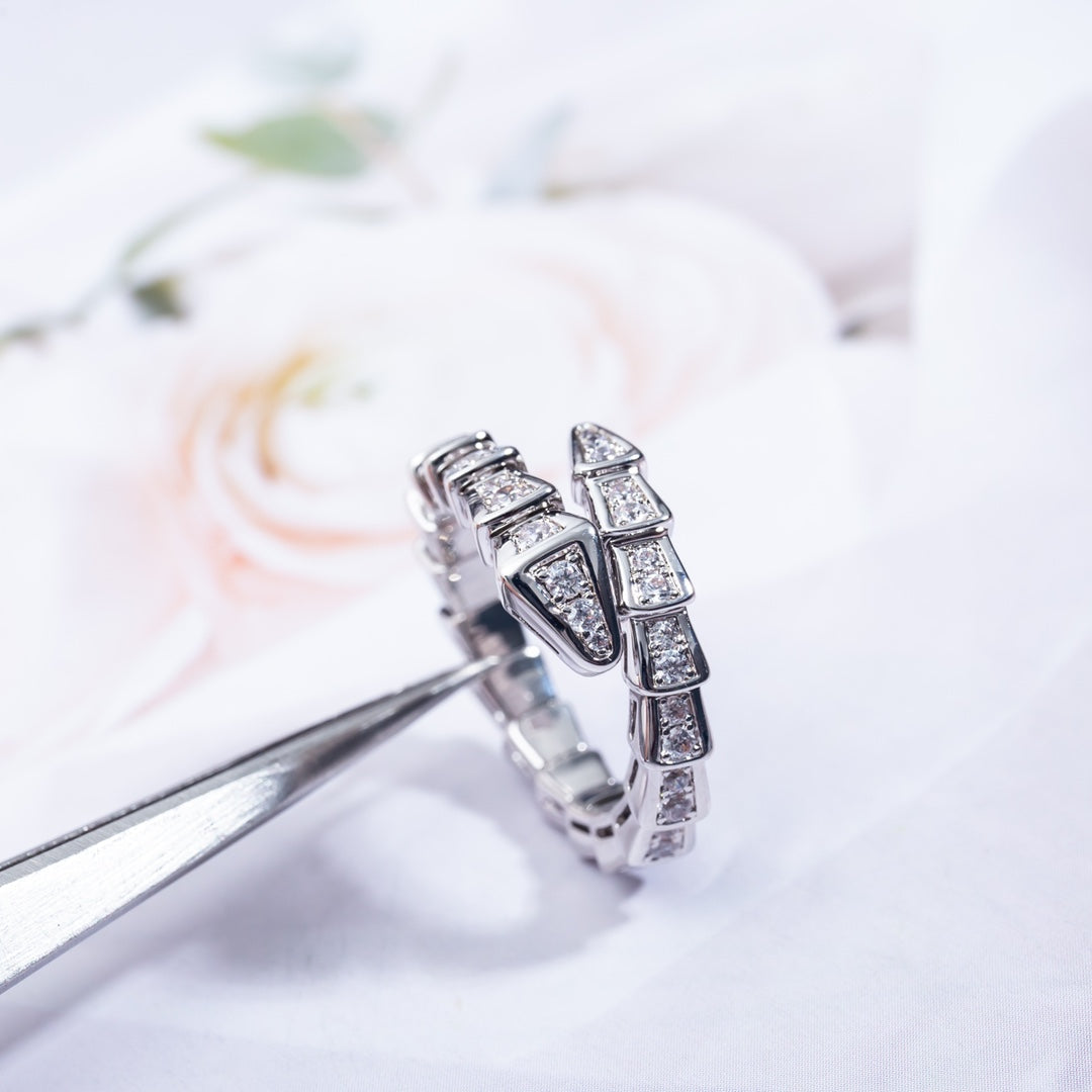 [Kincade Jewelrys]SERPENTI RING SILVER DIAMOND PAVED 4MM