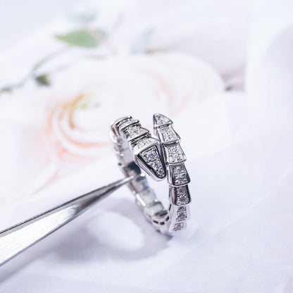 [Kincade Jewelrys]SERPENTI RING SILVER DIAMOND PAVED 4MM