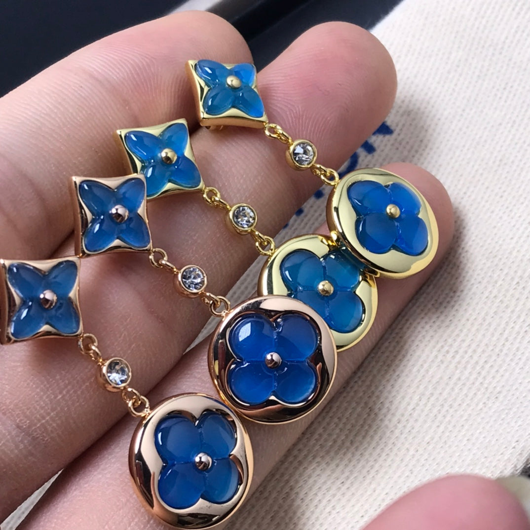 [Kincade Jewelrys]Boucles d'oreilles diamantées en agate étoile et soleil
