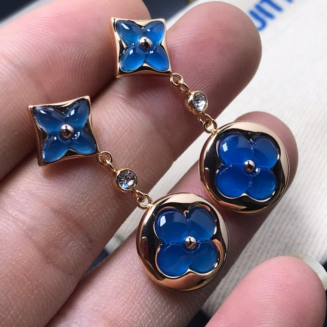 [Kincade Jewelrys]Boucles d'oreilles diamantées en agate étoile et soleil