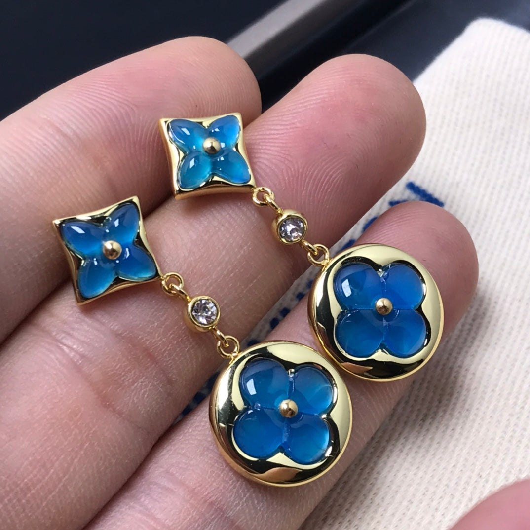[Kincade Jewelrys]Boucles d'oreilles diamantées en agate étoile et soleil