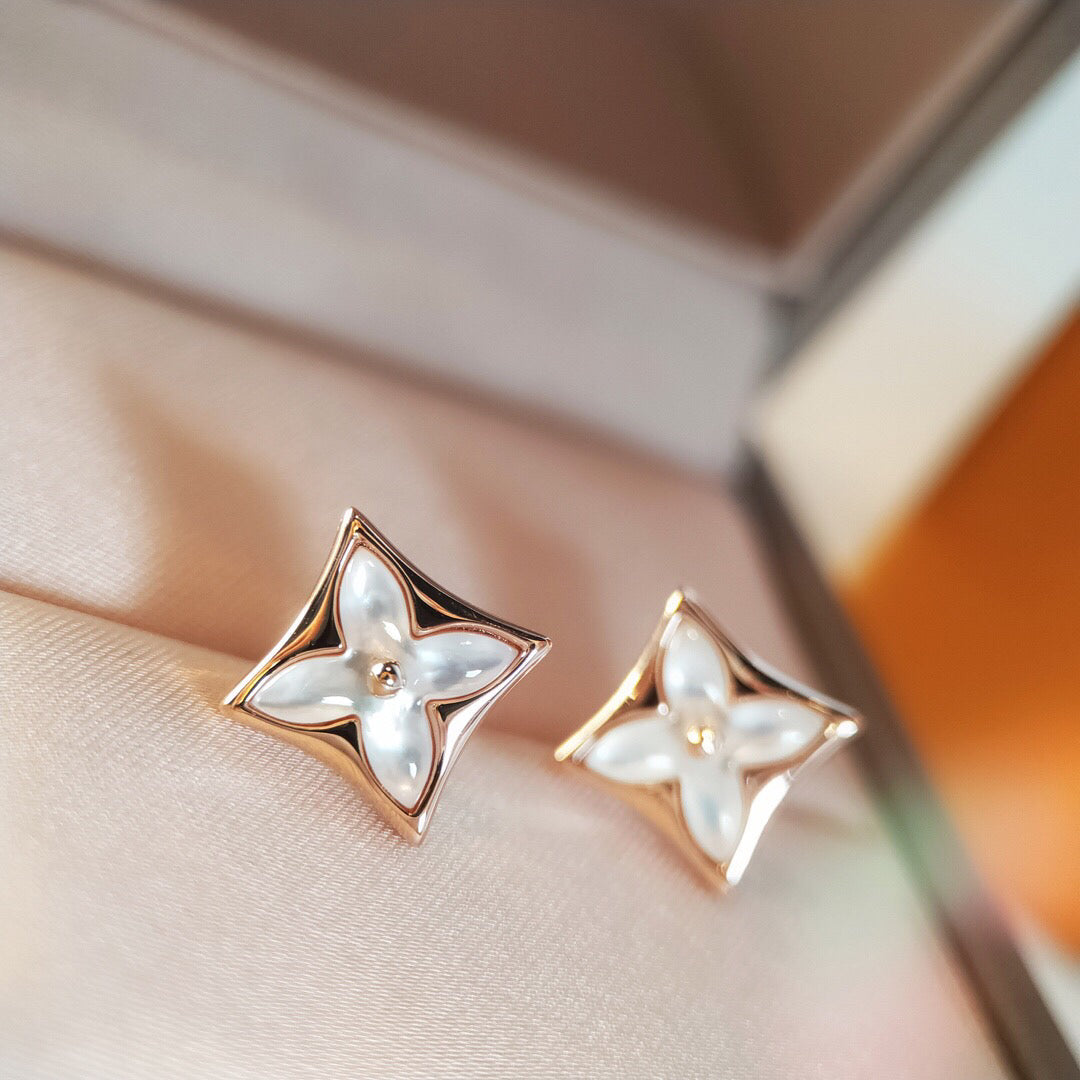 [Kincade Jewelrys]STAR MOP PINK GOLD EARRINGS