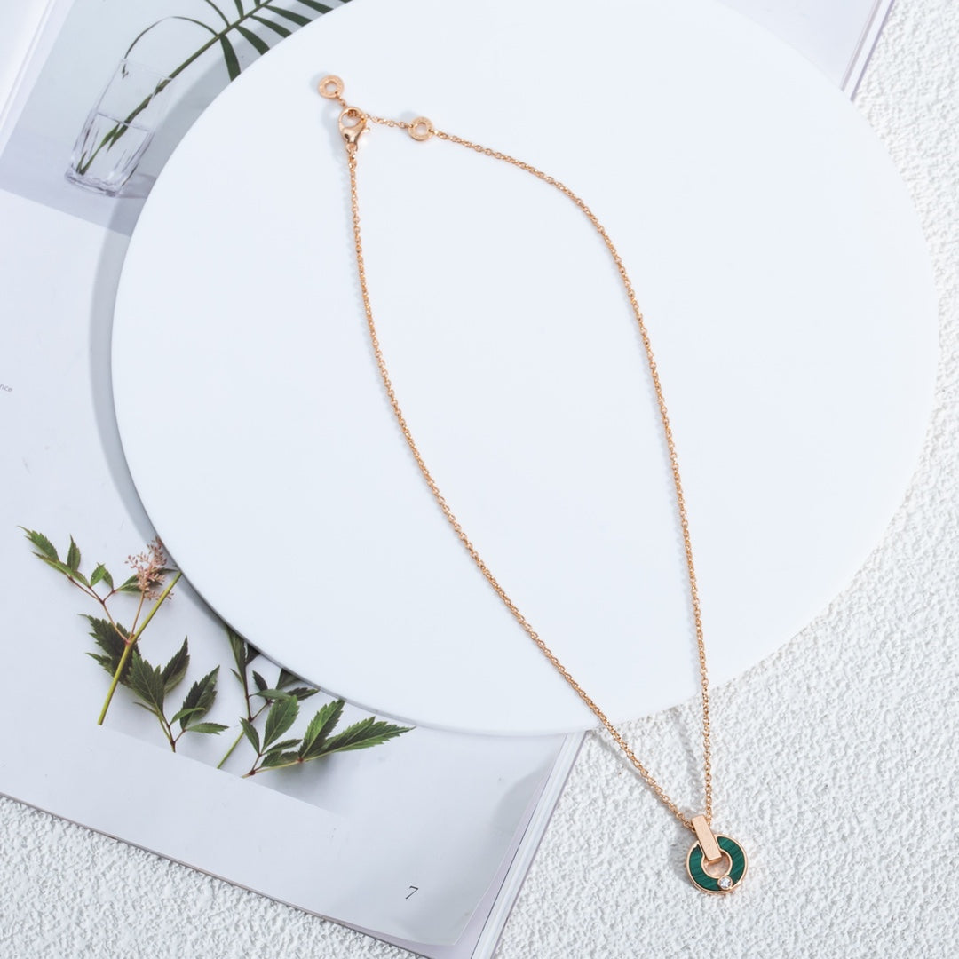 [Kincade Jewelrys]GARI NECKLACE PINK GOLD MALACHITE