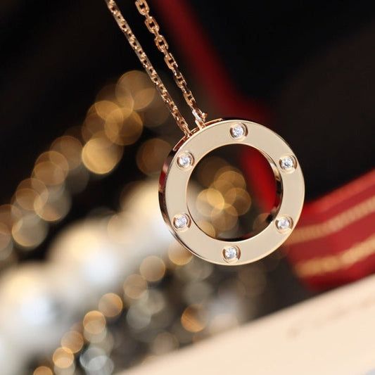[Kincade Jewelrys] COLLIER LOVE 16MM 6 DIAMANTS OR ROSE