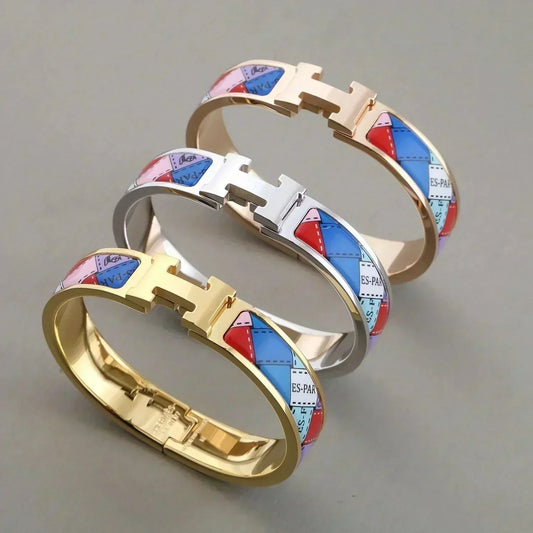 [Kincade Jewelrys] Bracelet H à bordure pointillée 12 mm