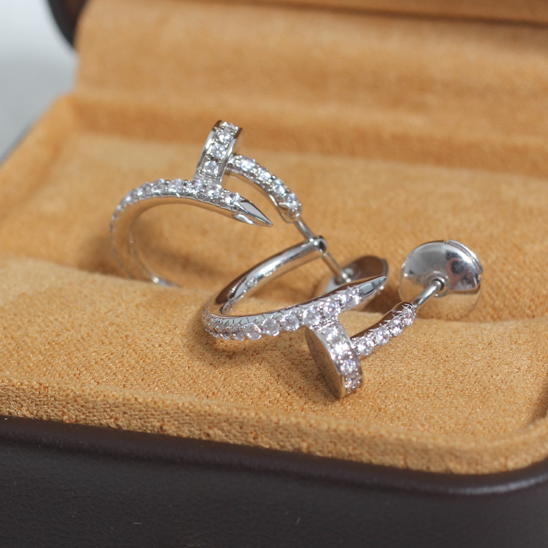 [Kincade Jewelrys]Boucles d'oreilles JUSTE 12,75 mm en argent et diamant