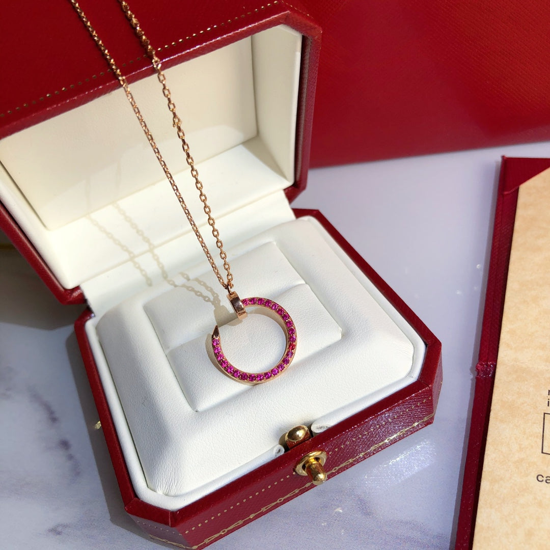 [Kincade Jewelrys] JUSTE COLLIER OR DIAMANTS ROUGES
