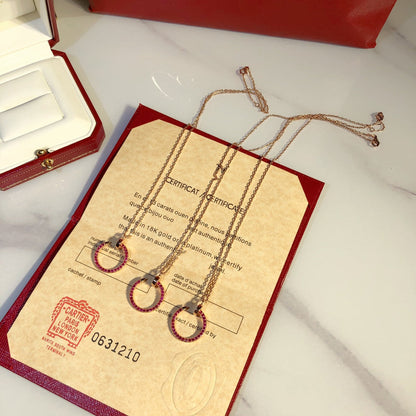 [Kincade Jewelrys] JUSTE COLLIER OR DIAMANTS ROUGES