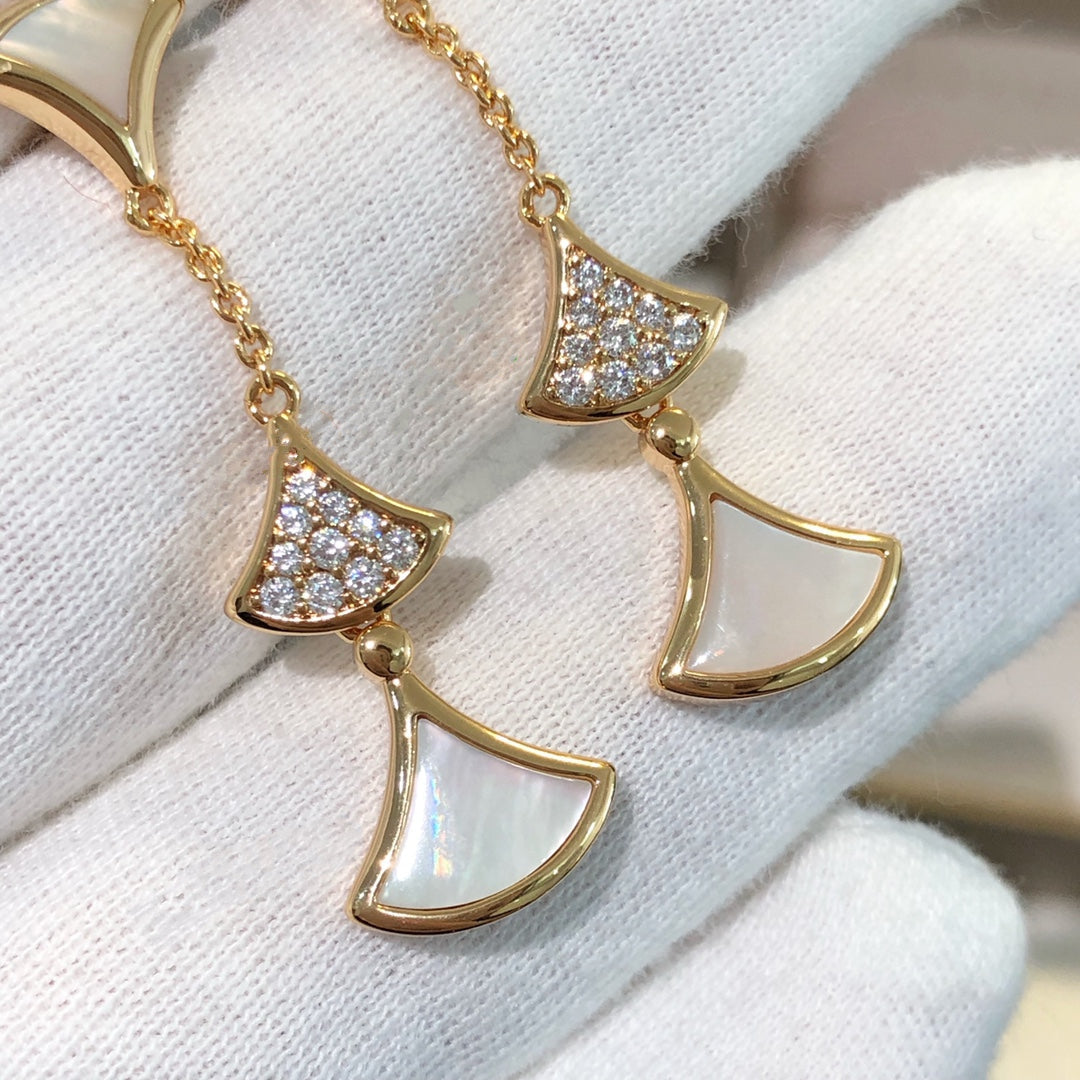 [Kincade Jewelrys]DREAM EARRINGS 3 MOTIFS DIAMOND MOP PINK GOLD