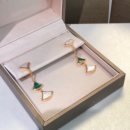 [Kincade Jewelrys] BOUCLES D'OREILLES DREAM 3 MOTIFS MALACHITE NACRE OR ROSE