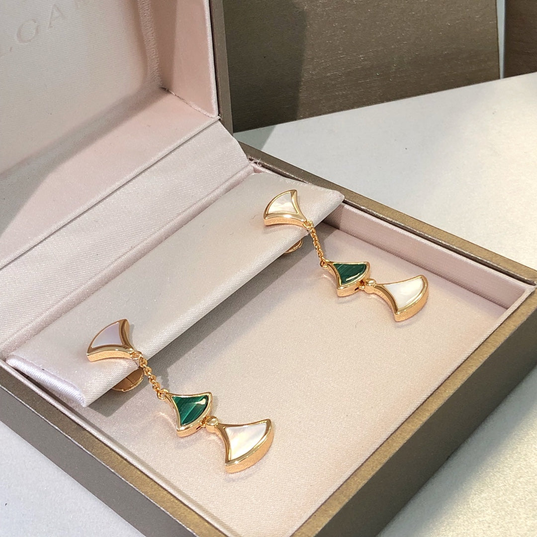 [Kincade Jewelrys] BOUCLES D'OREILLES DREAM 3 MOTIFS MALACHITE NACRE OR ROSE