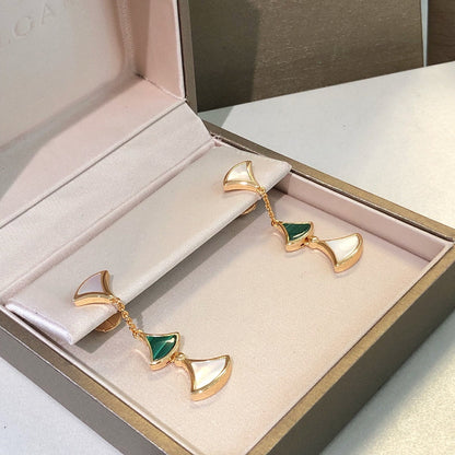 [Kincade Jewelrys] BOUCLES D'OREILLES DREAM 3 MOTIFS MALACHITE NACRE OR ROSE