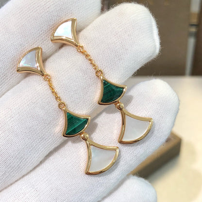 [Kincade Jewelrys] BOUCLES D'OREILLES DREAM 3 MOTIFS MALACHITE NACRE OR ROSE